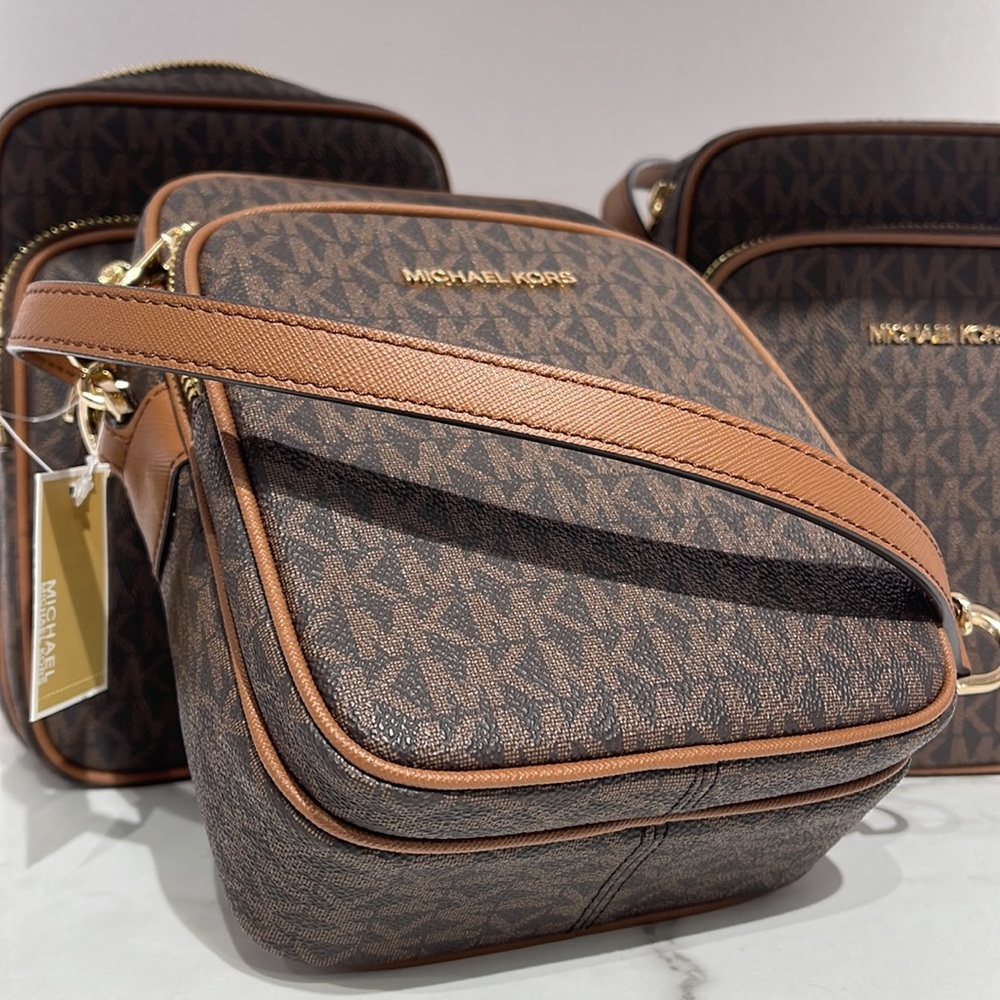 Michael Kors Jet Set Travel NS Chain Medium Logo Crossbody Bag Brown Color - Picture 6 of 16